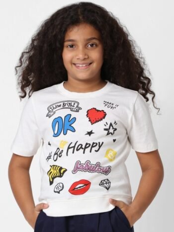 KIDS ONLY Girls Typography Printed Cotton T-shirt