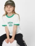 KIDS ONLY Girls White & Green Typography Printed Cotton T-shirt