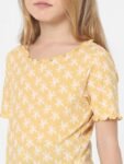 KIDS ONLY Girls Yellow & White Floral Printed Cotton T-shirt