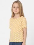 KIDS ONLY Girls Yellow & White Floral Printed Cotton T-shirt