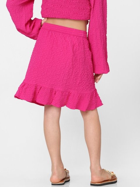 KIDS ONLY KOGDANI Self Design Above Knee-Length Ruffle Wrap Skirt