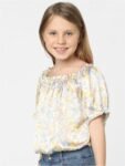 KIDS ONLY White Floral Print Blouson Crop Top