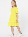KIDS ONLY Yellow A-Line Self Design Dress