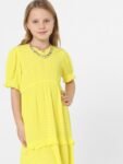 KIDS ONLY Yellow A-Line Self Design Dress