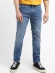 Levis Men Mid Rise Light Fade Clean Look Whiskers & Chevrons 65504 Skinny Fit Jeans