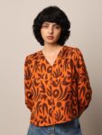 ONLY Animal Print Puff Sleeve Blouson Top