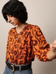 ONLY Animal Print Puff Sleeve Blouson Top