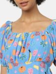 ONLY Blue Floral Print Square Neck Top