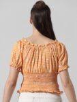 ONLY Checked Off-Shoulder Puff Sleeve Cotton Bardot Top