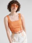 ONLY Checked Square Neck Ruched Tank Crop Top