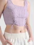 ONLY Checked Square Neck Ruched Tank Crop Top