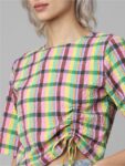 ONLY Checked Waist Tie Ups Top