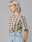 ONLY Checked Waist Tie Ups Top