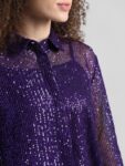 ONLY Embellished Mandarin Collar Sequined Shirt Style Top