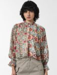 ONLY Ethnic Motifs Printed High Neck Cuffed Sleeves Regular Top