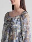 ONLY Ethnic Motifs Printed Sweetheart Neck Twisted Bishop Sleeves Top