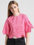 ONLY Flared Sleeve Cotton Cape Crop Top