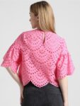 ONLY Flared Sleeve Cotton Cape Crop Top