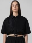 ONLY Flared Sleeves Tie-Up Detail Linen Shirt Style Crop Top