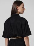 ONLY Flared Sleeves Tie-Up Detail Linen Shirt Style Crop Top