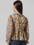 ONLY Floral Printed Bell Sleeves Ruffled V-Neck Chiffon A-Line Top