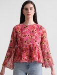 ONLY Floral Printed Pleated A-Line Top