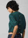 ONLY Green Blouson Crop Top