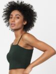 ONLY Green Solid Crop Top