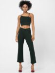 ONLY Green Solid Crop Top