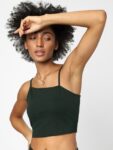 ONLY Green Solid Crop Top