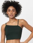 ONLY Green Solid Crop Top