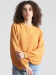 ONLY Mandarin Collar Batwing Sleeve Shirt Style Top