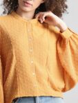 ONLY Mandarin Collar Batwing Sleeve Shirt Style Top