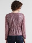 ONLY ONLTRINA Sequin Embellished V-Neck Puff Sleeves Top