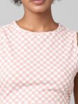 ONLY Pink Women Checked Crop Top