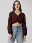 ONLY Puff Sleeves Twisted Crop Top