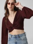 ONLY Puff Sleeves Twisted Crop Top