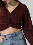 ONLY Puff Sleeves Twisted Crop Top