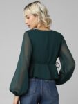 ONLY Puff Sleeves V-Neck Peplum Top