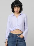 ONLY Purple Striped Shirt Style Top