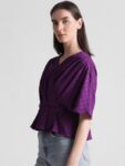 ONLY Self Design Gathers Batwing Sleeve Wrap Top