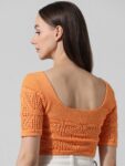 ONLY Self Design Knitted Pure Cotton Crop Top