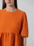 ONLY self Design Puff Sleeves Round Neck Gathered A-Line Top