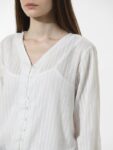 ONLY Striped Sheer Pure Cotton Shirt Style Top