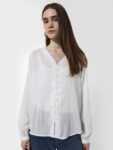 ONLY Striped Sheer Pure Cotton Shirt Style Top