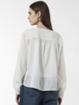 ONLY Striped Sheer Pure Cotton Shirt Style Top