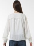 ONLY Striped Sheer Pure Cotton Shirt Style Top