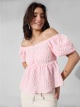 ONLY Sweetheart Neck Puff Sleeve Bardot Top