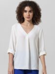 ONLY V-Neck Roll-Up Sleeves Casual Top