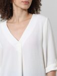 ONLY V-Neck Roll-Up Sleeves Casual Top